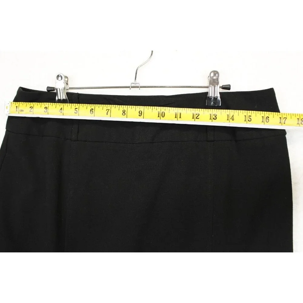 First Option Skirt Women 10 Knee Length Casual Zip Back Closure Fluted Hem Black